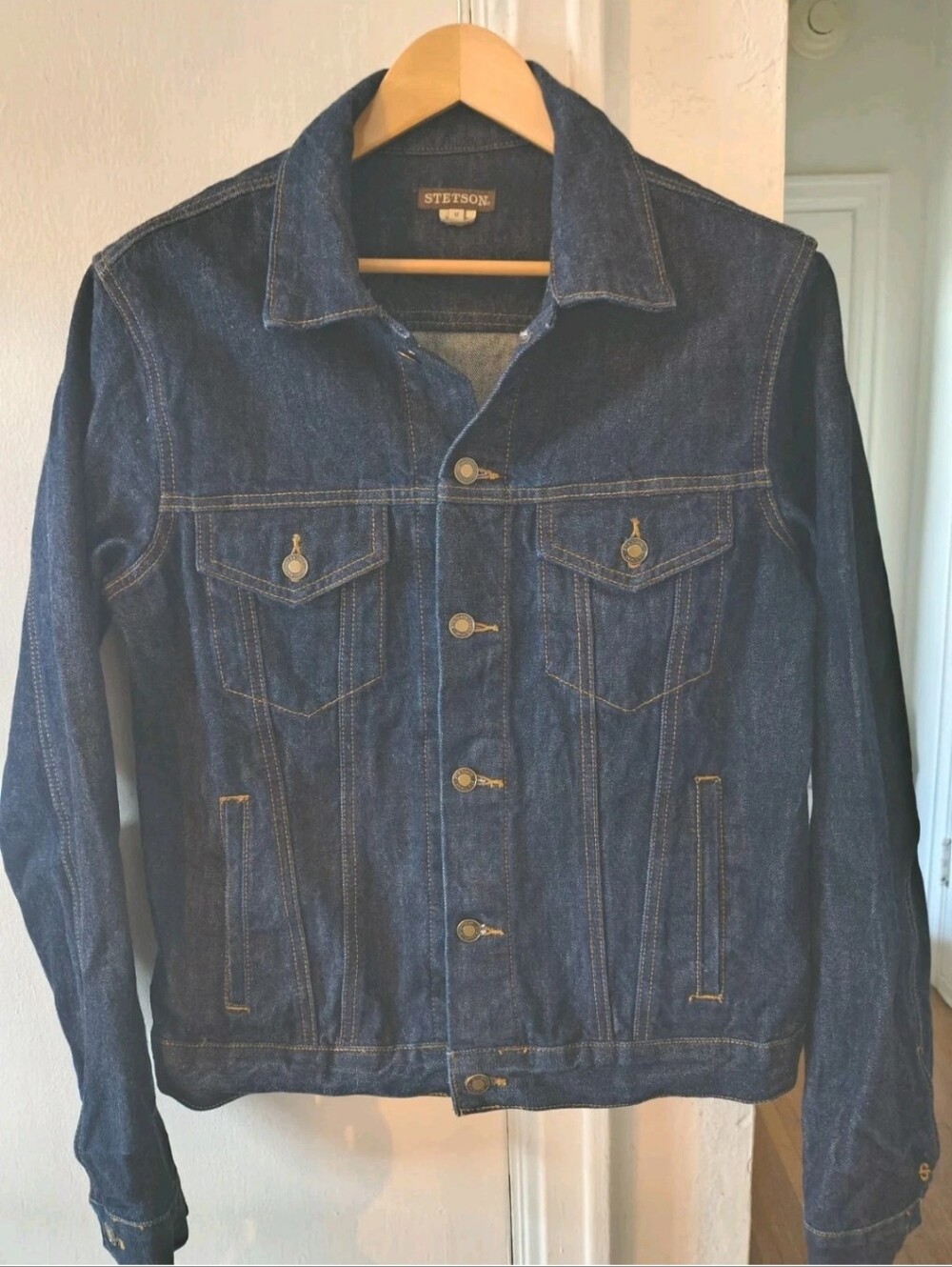 Stetson Raw Denim Trucker Jacket, Size Medium